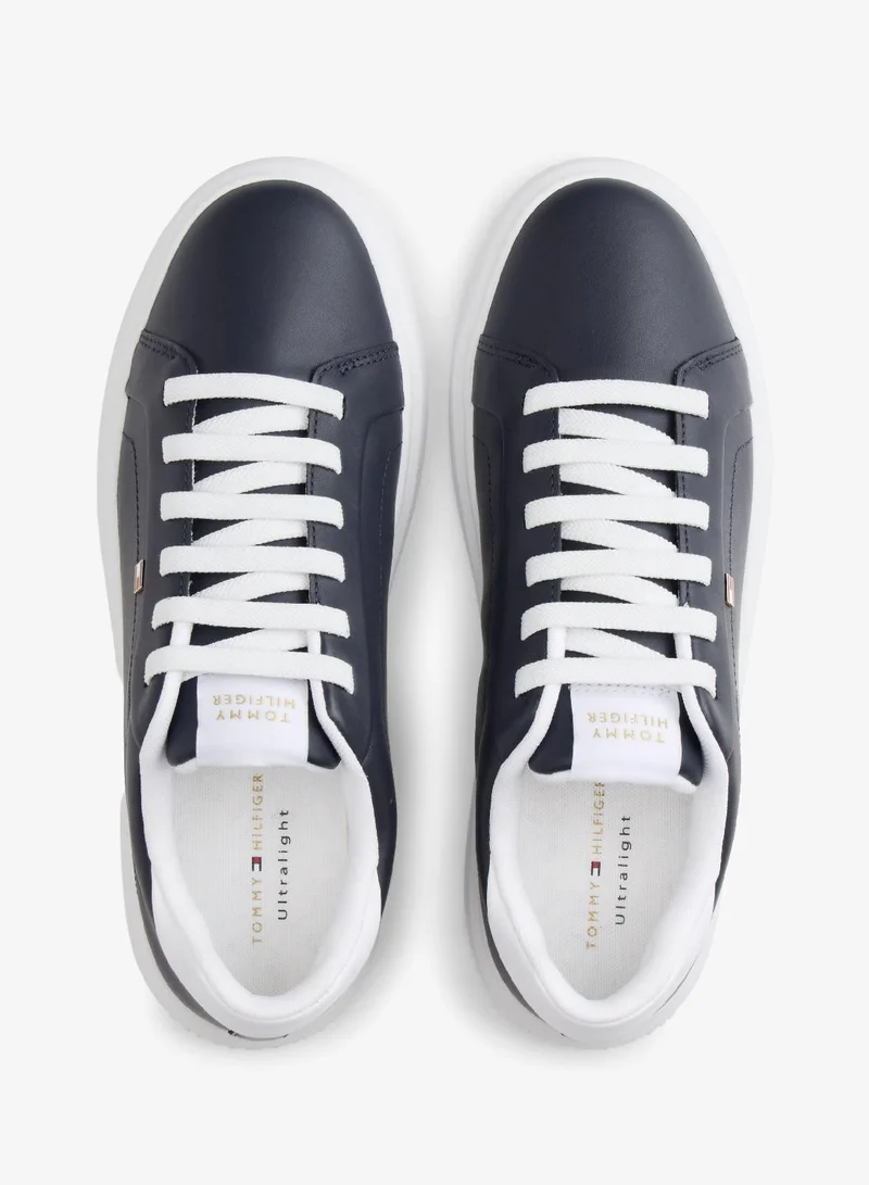 TOMMY HILFIGER Space Blue/White Lightweight Leather Cupsole Court Trainers for Women | Best Price UAE